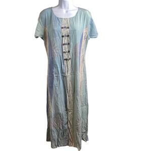 Vintage The Daily Planet Blue Maxi Dress Size L Cali Boho Y2K Retro 90’s Vibes